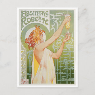 Absinthe Robette Vintag Drink und Kunst Postkarte