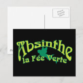 Absinthe Text La Fee Verte Postkarte (Vorne/Hinten)