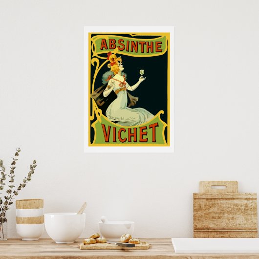 Absinthe Vichet, Moderner Jugendstil Poster (Küche)
