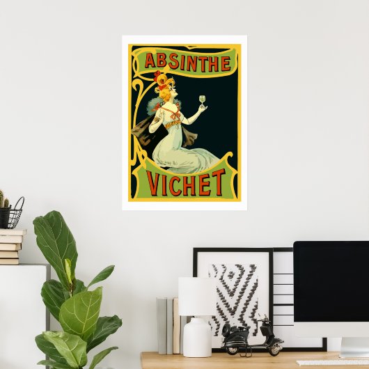Absinthe Vichet, Moderner Jugendstil Poster (Heimbüro)