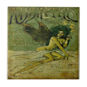 Absinthe Vintage Green Fairy Fliese