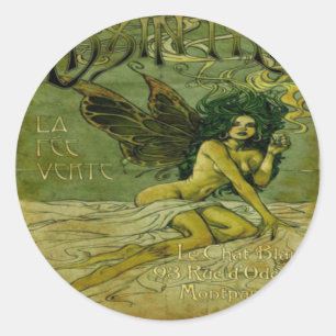 Absinthe Vintage Green Fairy Runder Aufkleber