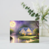 Absolut Atemberaubende Magie Vollmond Wasserfarbe Postkarte (Stehend Vorderseite)