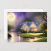 Absolut Atemberaubende Magie Vollmond Wasserfarbe Postkarte (Vorne/Hinten)