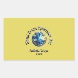 Absolut einzigartig. Welt-Down-Syndrom-Tag. Rechteckiger Aufkleber