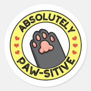 Absolut pawsitive Funny Paw Puff Runder Aufkleber