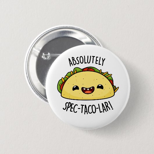 Absolut Spec-Taco-Lar Funny Taco Pun Button (Vorne & Hinten)