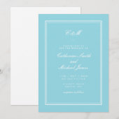 Absolute Klassik Bright Aqua Monogram Wedding Einladung (Vorne/Hinten)