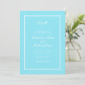 Absolute Klassik Bright Aqua Monogram Wedding Einladung (Stehend Vorderseite)
