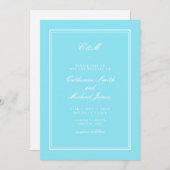 Absolute Klassik Bright Aqua Monogram Wedding Einladung (Vorne/Hinten)