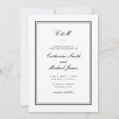 Absolute klassische Schwarz-Weiß-Monogramm-Hochzei Einladung (Vorderseite)