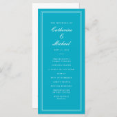 Absolute klassische Script Bright Aqua Wedding Programm (Vorne/Hinten)