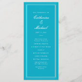 Absolute klassische Script Bright Aqua Wedding Programm (Vorderseite)