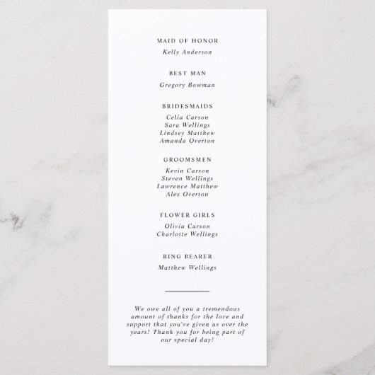 Absolute klassische Script Bright Aqua Wedding Programm (Rückseite)