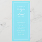 Absolute klassische Script Bright Aqua Wedding Programm (Vorderseite)