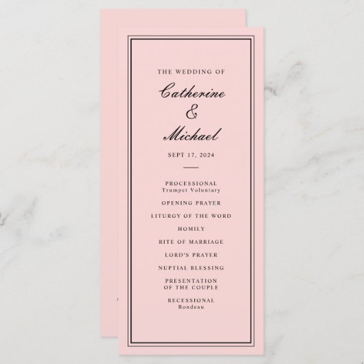 Absolute klassische Script-Rosa und Schwarze Hochz Programm (Vorne/Hinten)