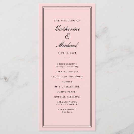 Absolute klassische Script-Rosa und Schwarze Hochz Programm (Vorderseite)