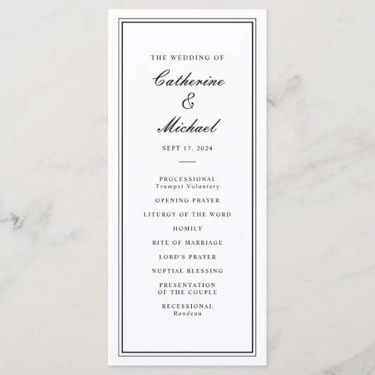 Absolute klassische Script Schwarz und Weiß Hochze Programm (Vorderseite)