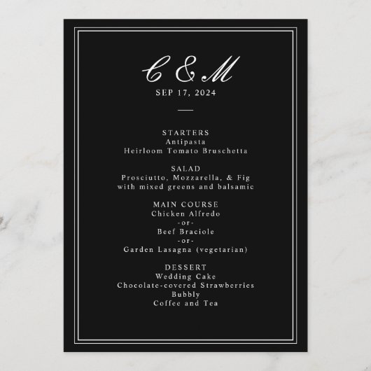 Absolute klassische Script Schwarz und Weiß Hochze Programm (Vorderseite)