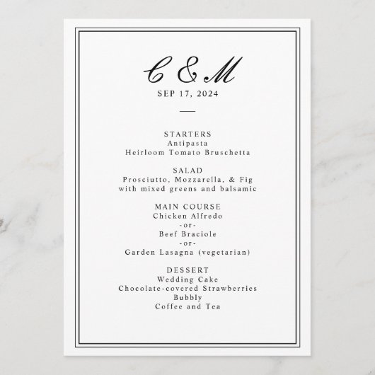 Absolute klassische Script Schwarz und Weiß Hochze Programm (Vorderseite)