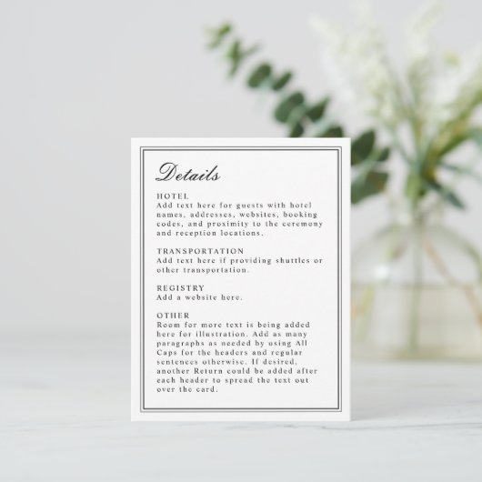 Absolute klassische Script Schwarz-Weiß-Darstellun Einladung (Stehend Vorderseite)