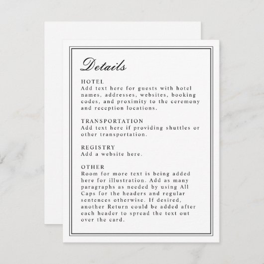 Absolute klassische Script Schwarz-Weiß-Darstellun Einladung (Vorne/Hinten)