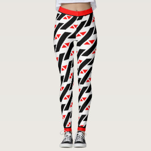 Absolutes abstraktes Rot-Weiß-Schwarz-Muster Leggings