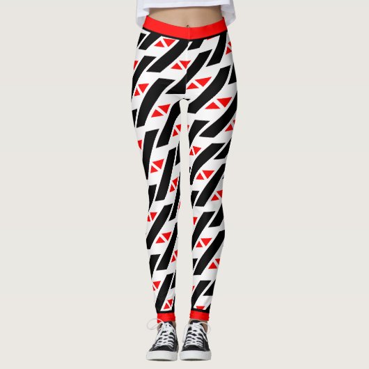 Absolutes Abstraktes Schwarzweißmuster Leggings (Vorderseite)
