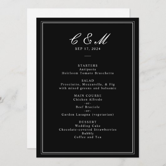 Absolutes Klassisches Skript Schwarz-Weiß-Hochzeit Programm (Vorne/Hinten)