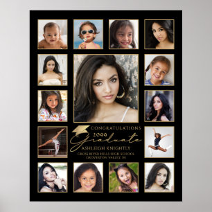 Absolvent 15 Foto-Collage handgeschriebene Schrift Poster