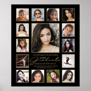 Absolvent 15 Foto-Collage handgeschriebene Schrift Poster