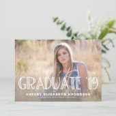 Absolvent 2019 handgeschriebenes | 2 einladung (Stehend Vorderseite)