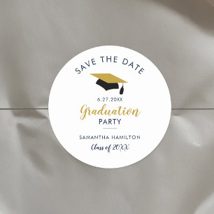 Absolvent 2024 Skript Save the Date Grad Party Runder Aufkleber