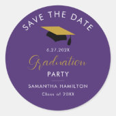Absolvent 2024 Skript Save the Date Lila Runder Aufkleber (Vorderseite)