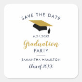 Absolvent 2025 Skript Save the Date Grad Party Quadratischer Aufkleber (Vorderseite)