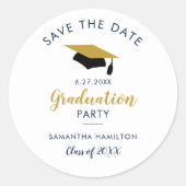 Absolvent 2025 Skript Save the Date Grad Party Runder Aufkleber (Vorderseite)