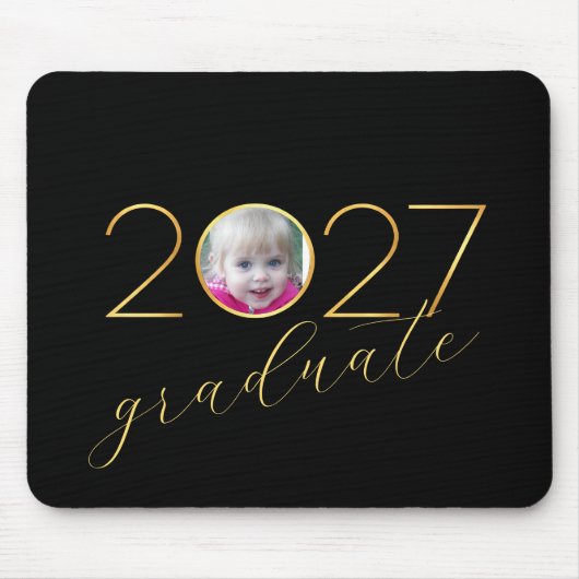 Absolvent 2027 Bilderrahmen auf Schwarz Mousepad (Vorne)