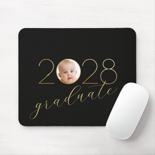 Absolvent 2028 Foto Rahmen auf Schwarz Mousepad (Mit Mouse)