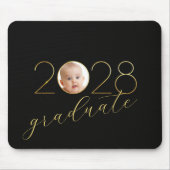 Absolvent 2028 Foto Rahmen auf Schwarz Mousepad (Vorne)