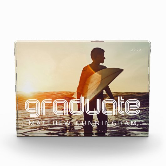 Absolvent 20XX Retro Cool einfaches Jahr Fotoblock (Vorderseite)