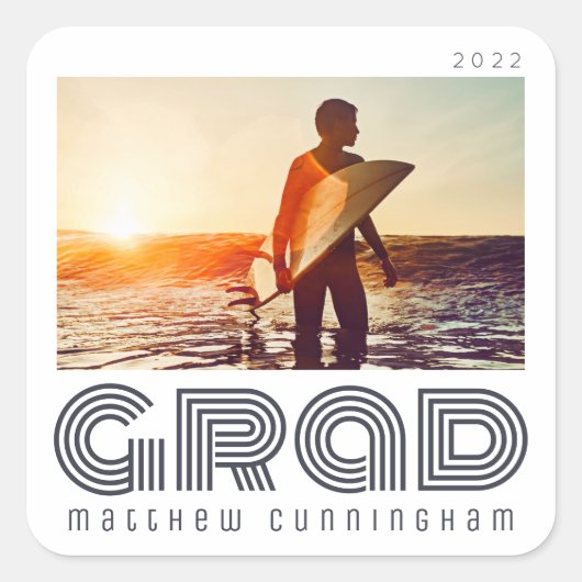 Absolvent 20XX Retro Cool einfaches Jahr Quadratischer Aufkleber (Vorderseite)