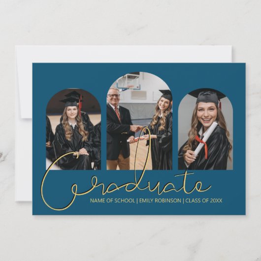 Absolvent | 3 Ankündigung von Arched Foto Collage (Vorderseite)