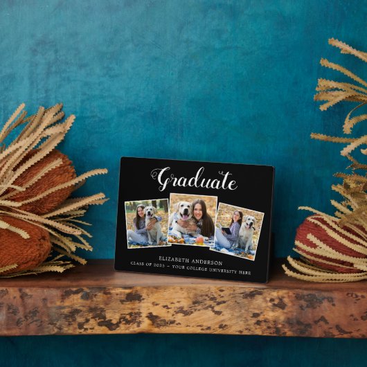 Absolvent 3 Foto Name School Abschluss Fotoplatte (Seite)