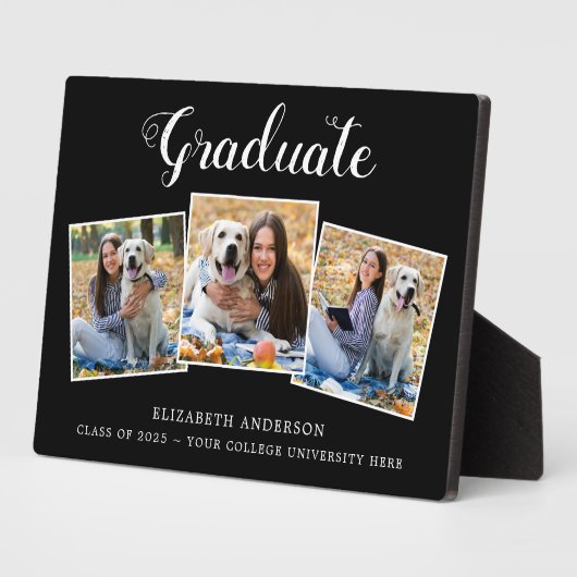 Absolvent 3 Foto Name School Abschluss Fotoplatte (Seite)