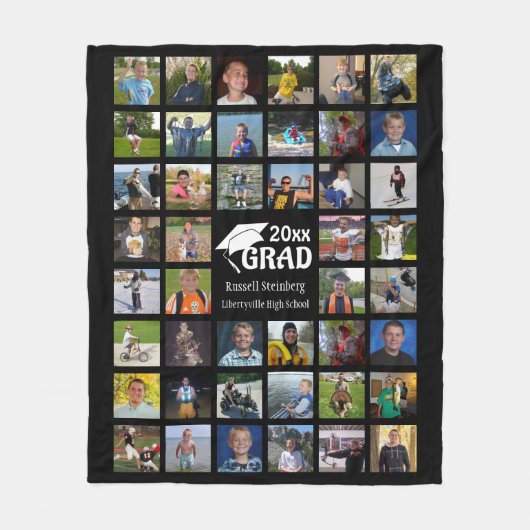 Absolvent 44 FotoCollage | Name und Schule Fleecedecke (Vorderseite)