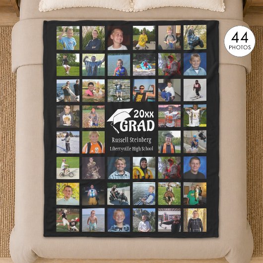 Absolvent 44 FotoCollage | Name und Schule Fleecedecke