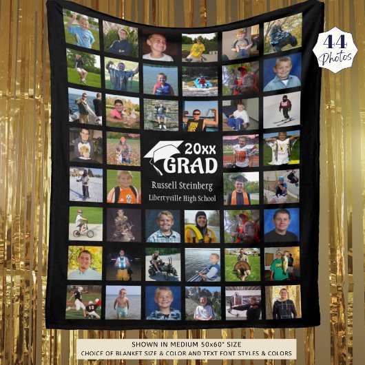 Absolvent 44 FotoCollage | Name und Schule Fleecedecke