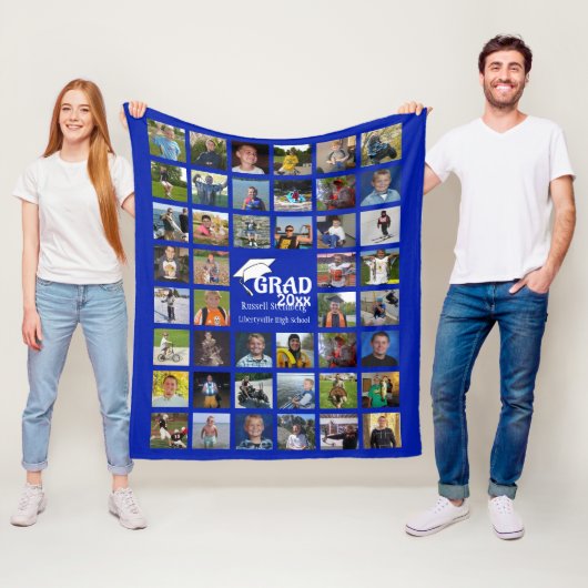 Absolvent 44 FotoCollage | Name und Schule Fleecedecke (Beispiel)
