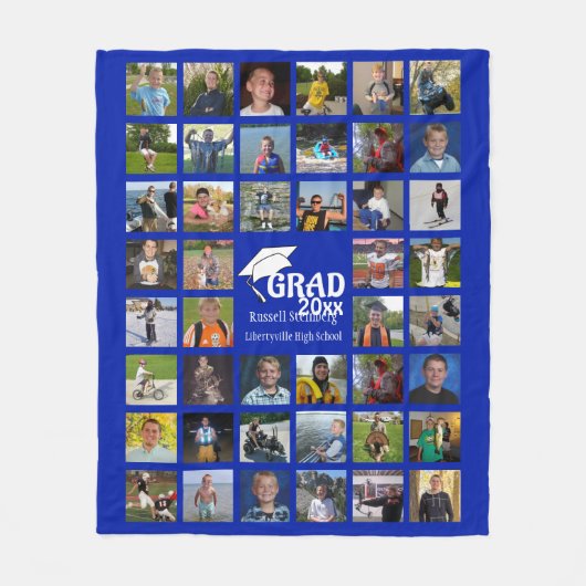 Absolvent 44 FotoCollage | Name und Schule Fleecedecke (Vorderseite)