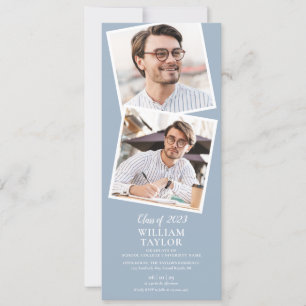 Absolvent 4 Foto Staubblau Abschlussfeier Einladung